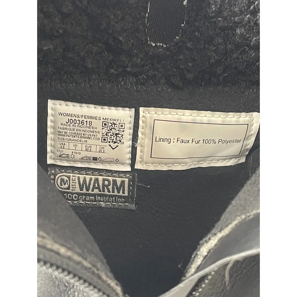 Merrell Encore 4 Tall Polar Waterproof Leather Winter Boots Womens 9.5 Black Zip